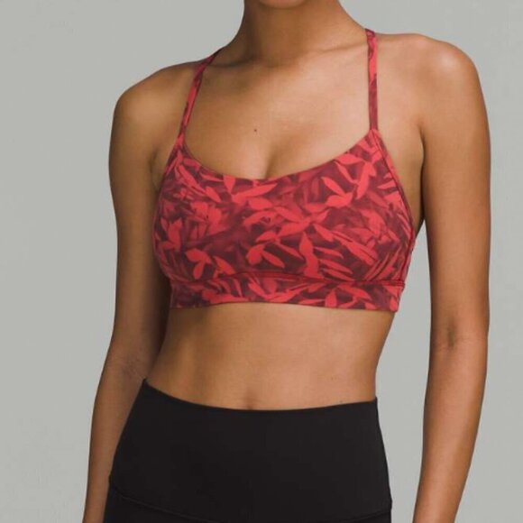 Lululemon Flow Y Nulu Bra Spray Leaf Red Multi Size 10 NWT - Picture 1 of 8